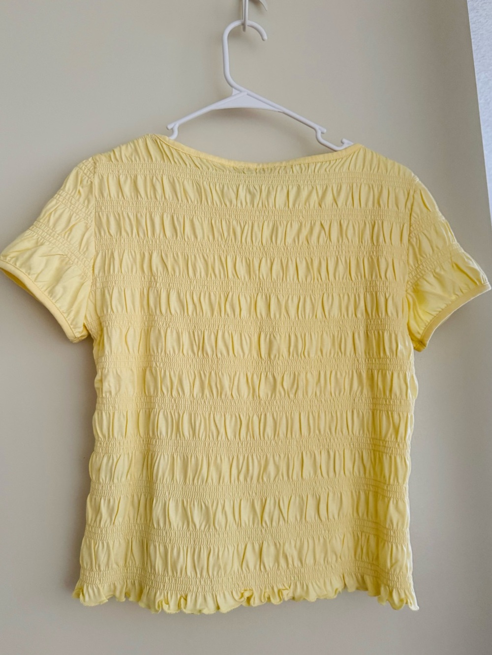 Madewell Light Yellow Smocked ,boatneck,Short Sleeve Tee - Picture 5 of 5